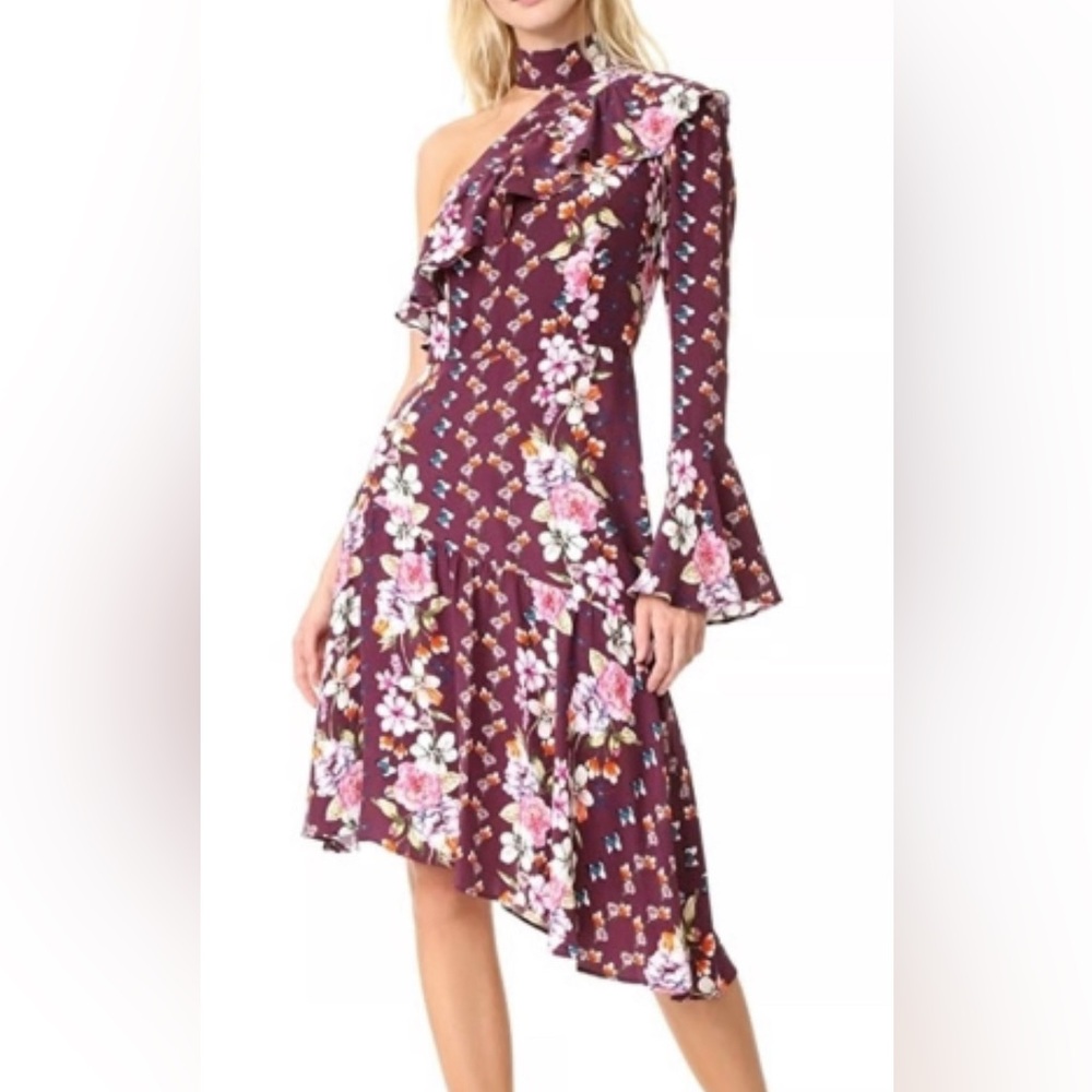 Parker Silk Floral One Shoulder Dress NEW Size 0